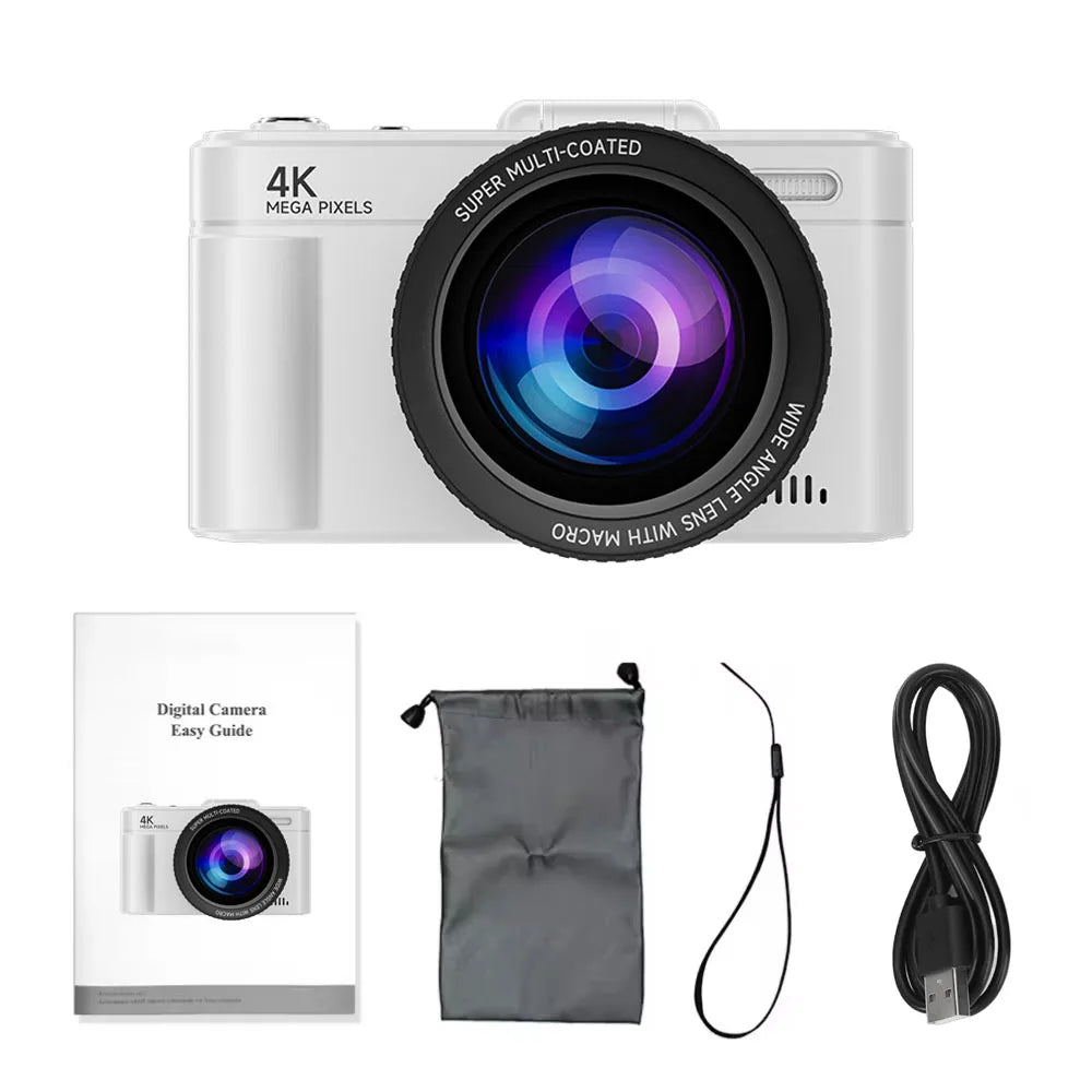 Retro Digital Camera Large Lens White
